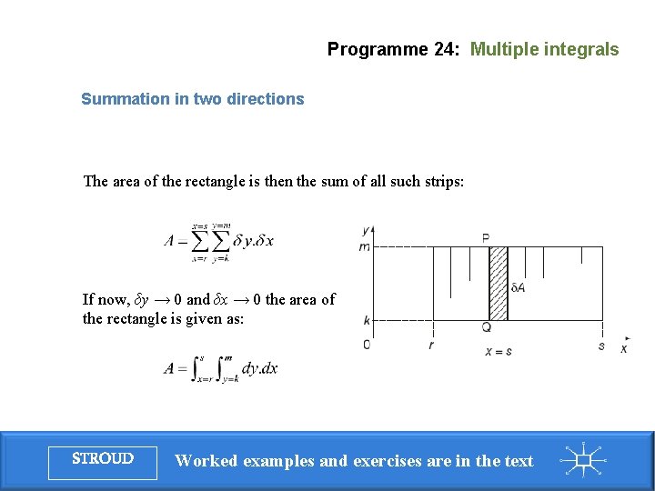 Programme 24: Multiple integrals Summation in two directions The area of the rectangle is