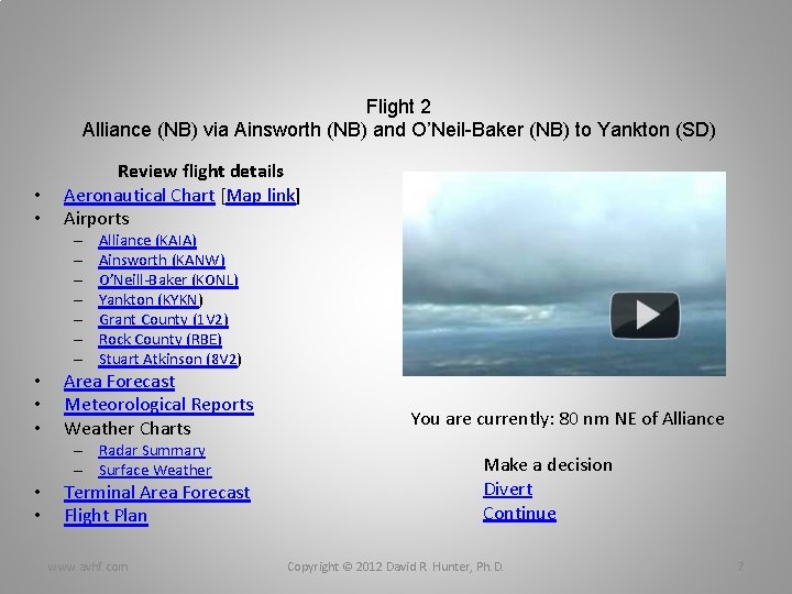 Flight 2 Alliance (NB) via Ainsworth (NB) and O’Neil-Baker (NB) to Yankton (SD) •