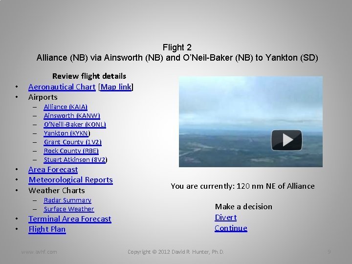 Flight 2 Alliance (NB) via Ainsworth (NB) and O’Neil-Baker (NB) to Yankton (SD) •