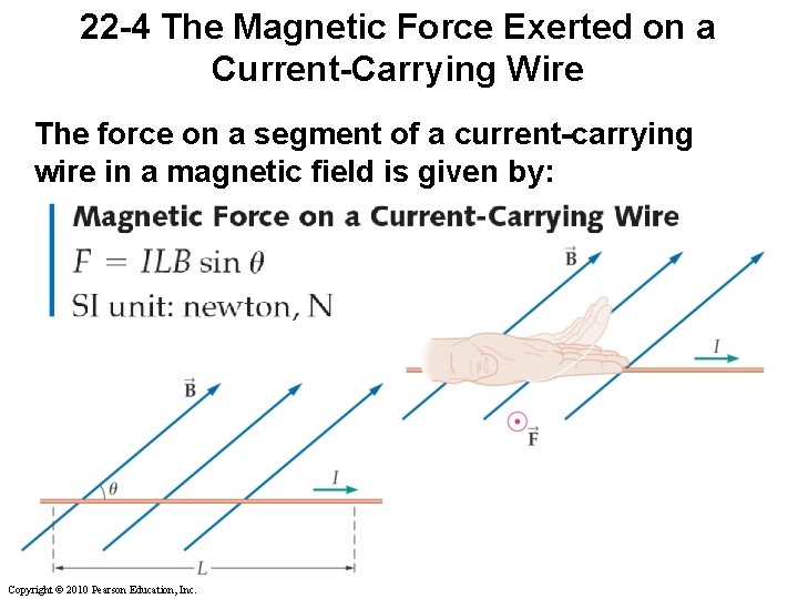 22 -4 The Magnetic Force Exerted on a Current-Carrying Wire The force on a 22 -4 The Magnetic Force Exerted on a Current-Carrying Wire The force on a