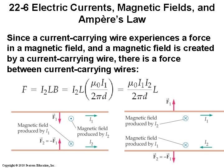 22 -6 Electric Currents, Magnetic Fields, and Ampère’s Law Since a current-carrying wire experiences 22 -6 Electric Currents, Magnetic Fields, and Ampère’s Law Since a current-carrying wire experiences