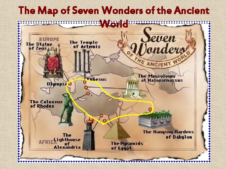 The Map of Seven Wonders of the Ancient World 