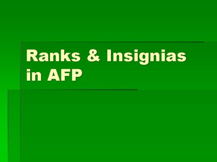 Ranks & Insignias in AFP 