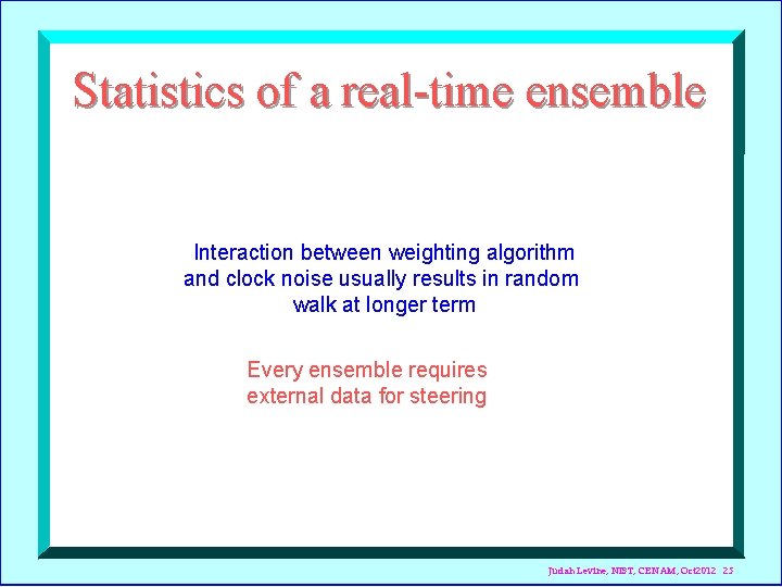 Statistics of a real-time ensemble Interaction between weighting algorithm and clock noise usually results