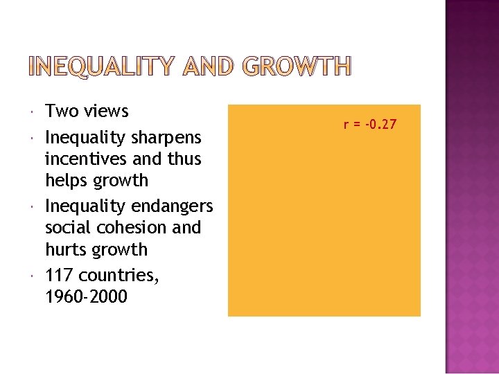 INEQUALITY AND GROWTH Two views Inequality sharpens incentives and thus helps growth Inequality endangers