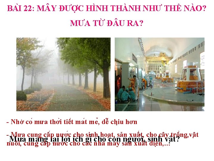 BA I 22: M Y ĐƯỢC HÌNH THÀNH NHƯ THẾ NÀO? MƯA TỪ Đ