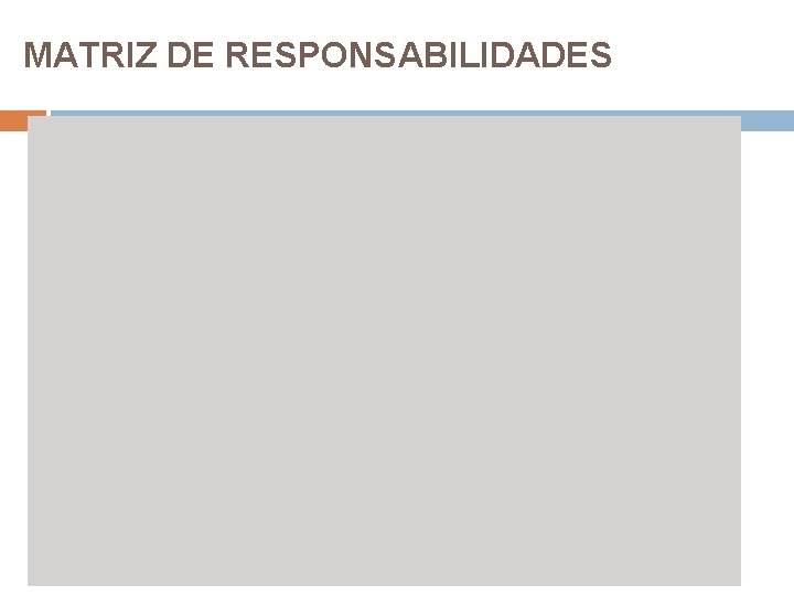 MATRIZ DE RESPONSABILIDADES MATRIZ DE RESPONSABILIDADES