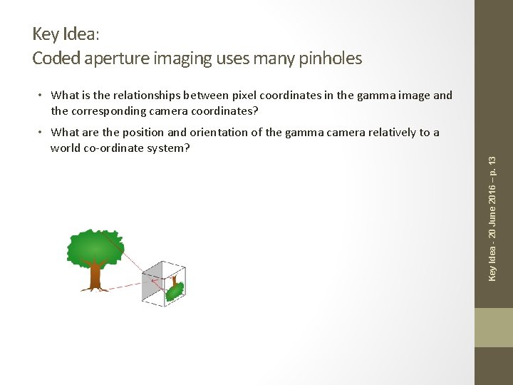 Key Idea: Coded aperture imaging uses many pinholes • What is the relationships between Key Idea: Coded aperture imaging uses many pinholes • What is the relationships between