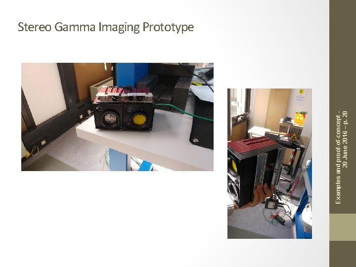 Examples and proof-of-concept 20 June 2016 – p. 20 Stereo Gamma Imaging Prototype Examples and proof-of-concept 20 June 2016 – p. 20 Stereo Gamma Imaging Prototype