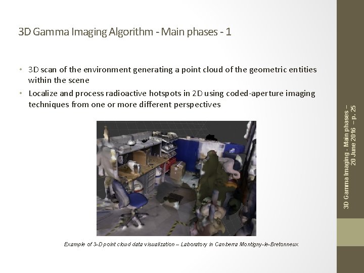 • 3 D scan of the environment generating a point cloud of the • 3 D scan of the environment generating a point cloud of the