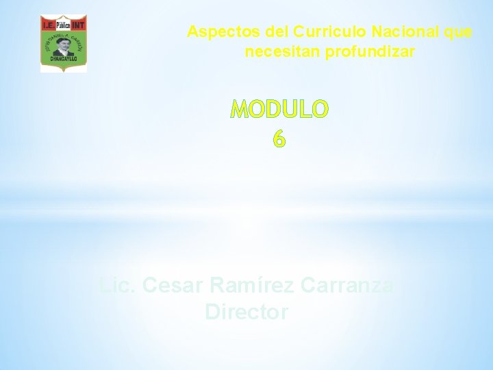 Aspectos del Curriculo Nacional que necesitan profundizar MODULO 6 Lic. Cesar Ramírez Carranza Director
