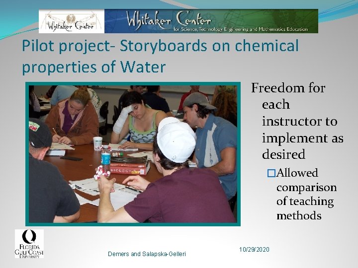 Pilot project- Storyboards on chemical properties of Water Freedom for each instructor to implement