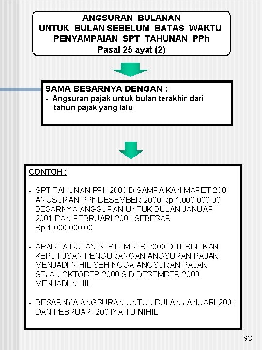 ANGSURAN BULANAN UNTUK BULAN SEBELUM BATAS WAKTU PENYAMPAIAN SPT TAHUNAN PPh Pasal 25 ayat