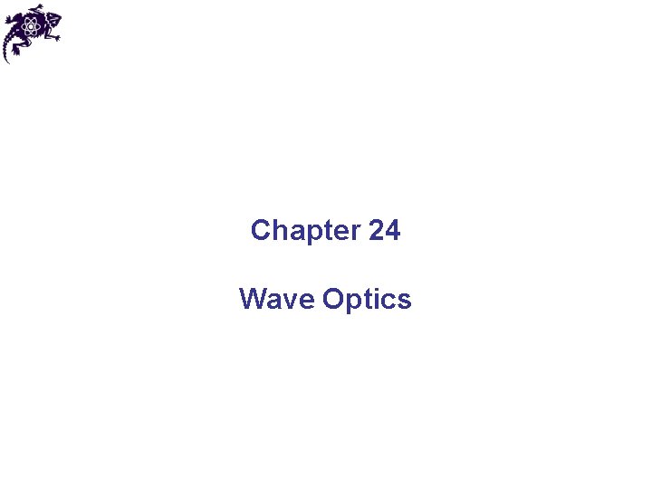 Chapter 24 Wave Optics 