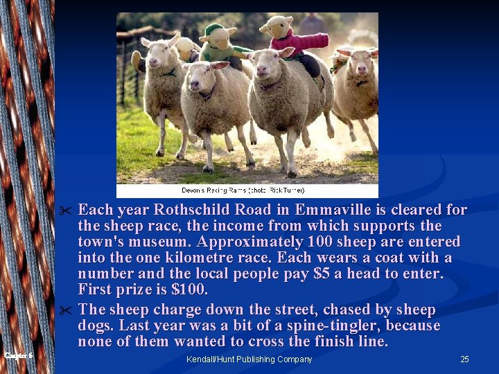 Each year Rothschild Road in Emmaville is cleared for the sheep race, the income