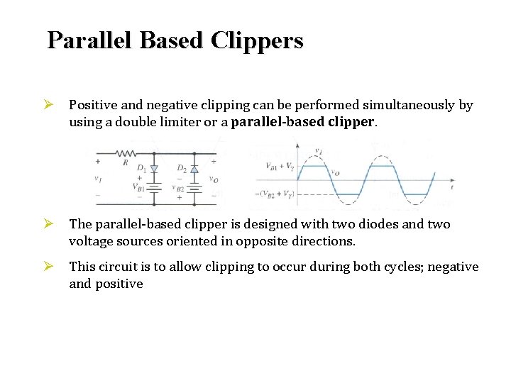 Parallel Based Clippers Ø Positive and negative clipping can be performed simultaneously by using