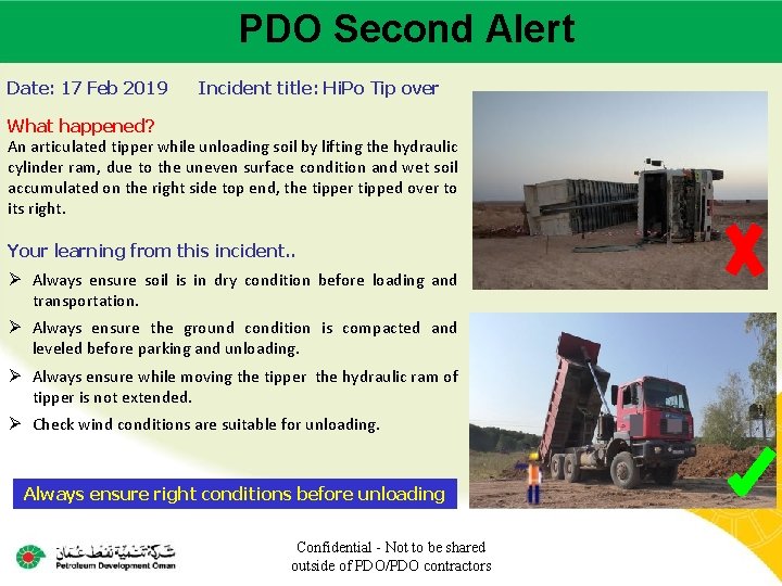 PDO Second Alert Main contractor name – LTI# - Date of incident Date: 17