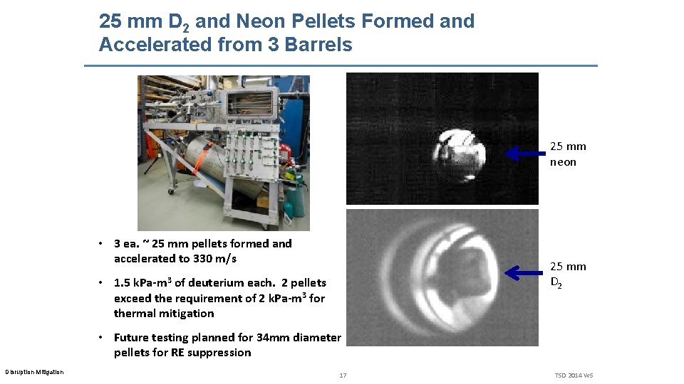 25 mm D 2 and Neon Pellets Formed and Accelerated from 3 Barrels 25