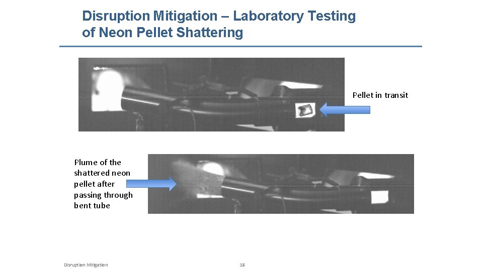 Disruption Mitigation – Laboratory Testing of Neon Pellet Shattering Pellet in transit Plume of