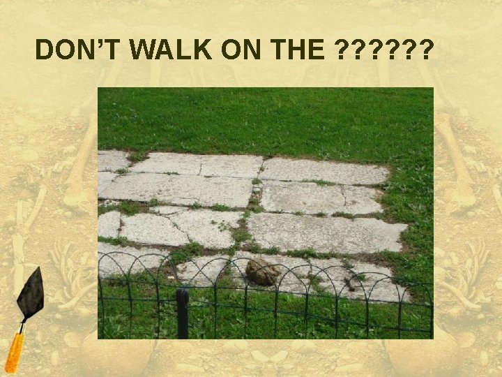 DON’T WALK ON THE ? ? ? 