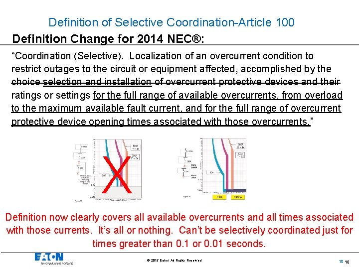 Definition of Selective Coordination-Article 100 Definition Change for 2014 NEC®: “Coordination (Selective). Localization of