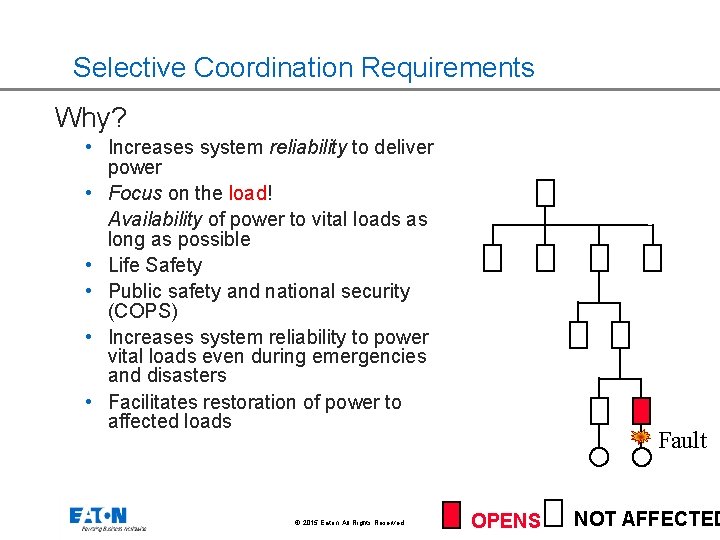Selective Coordination Requirements Why? • Increases system reliability to deliver power • Focus on Selective Coordination Requirements Why? • Increases system reliability to deliver power • Focus on