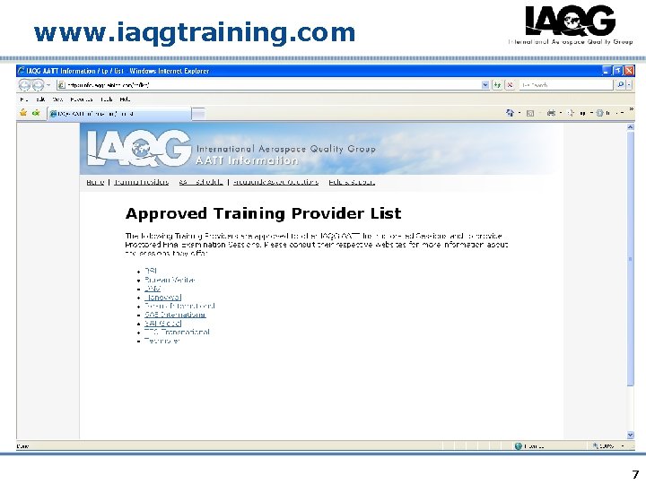 www. iaqgtraining. com 7 