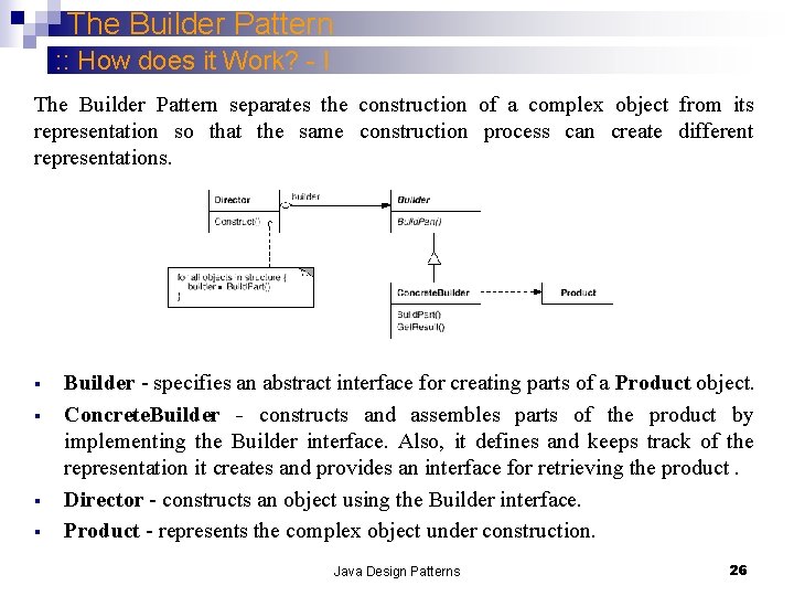 The Builder Pattern : : How does it Work? - I The Builder Pattern