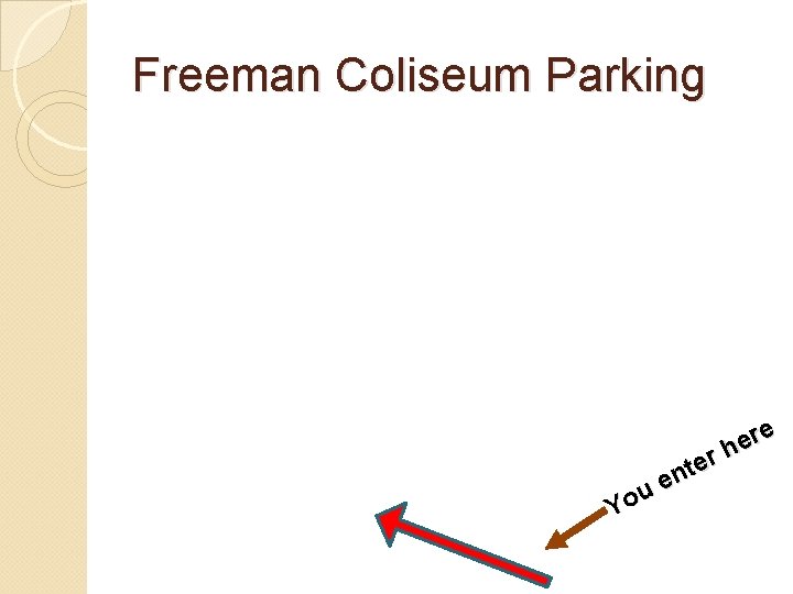 Freeman Coliseum Parking re e h r e nt e u o Y 