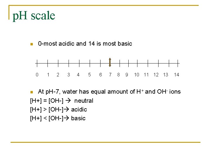 p. H scale n 0 -most acidic and 14 is most basic 0 1