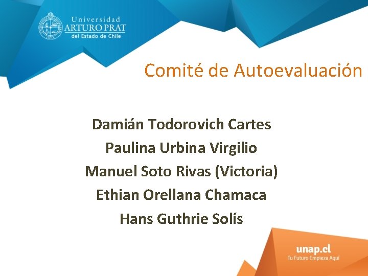 Comité de Autoevaluación Damián Todorovich Cartes Paulina Urbina Virgilio Manuel Soto Rivas (Victoria) Ethian