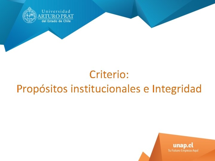 Criterio: Propósitos institucionales e Integridad 