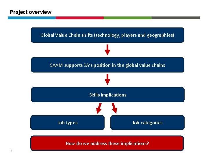 Project overview Global Value Chain shifts (technology, players and geographies) SAAM supports SA’s position