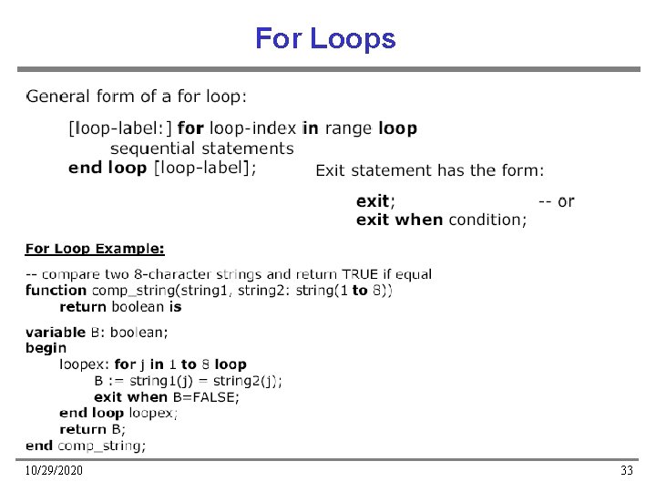 For Loops 10/29/2020 33 