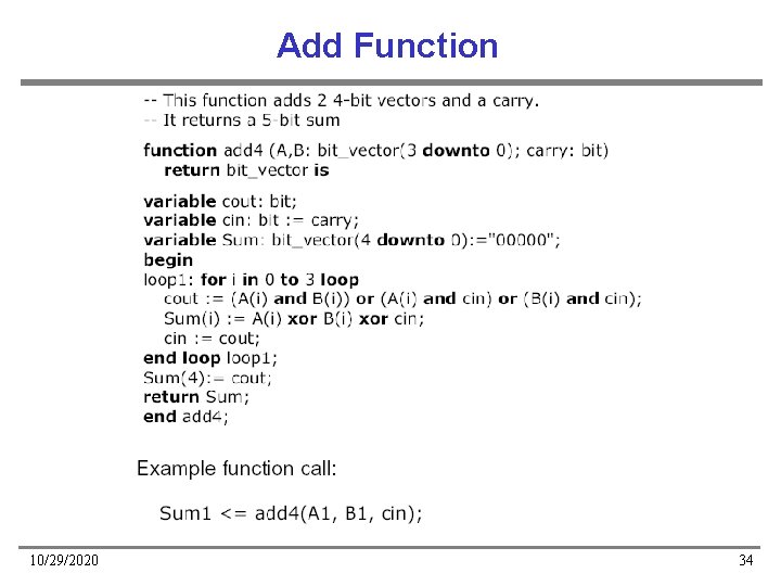 Add Function 10/29/2020 34 