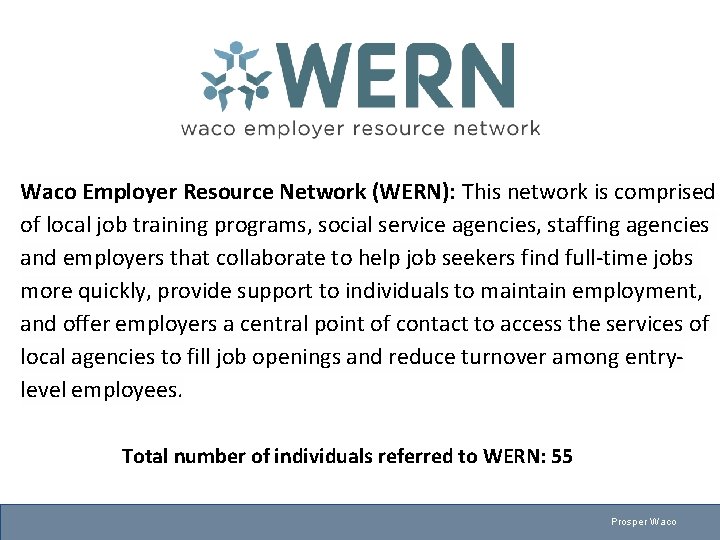 Waco Employer Resource Network (WERN): This network is comprised of local job training programs,