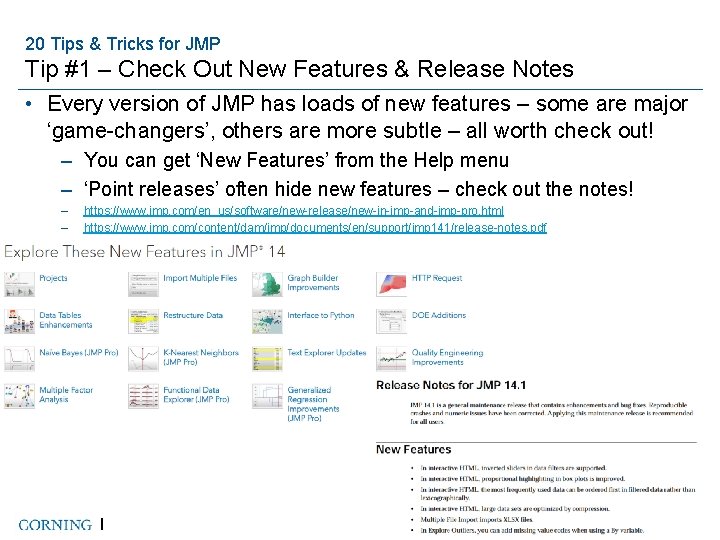 20 Tips & Tricks for JMP Tip #1 – Check Out New Features &