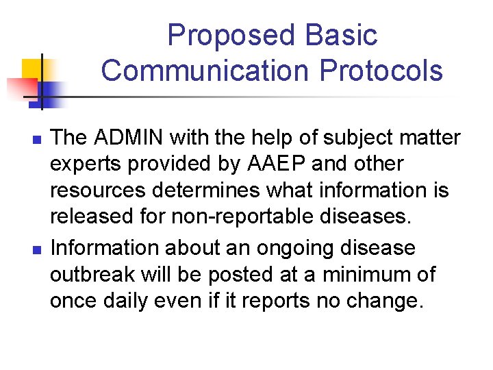 Proposed Basic Communication Protocols n n The ADMIN with the help of subject matter Proposed Basic Communication Protocols n n The ADMIN with the help of subject matter