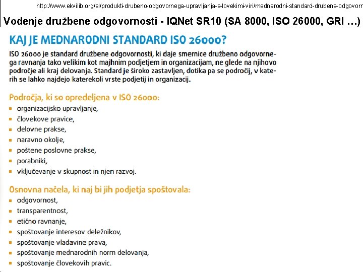 http: //www. ekvilib. org/sl/produkti-drubeno-odgovornega-upravljanja-s-lovekimi-viri/mednarodni-standard-drubene-odgovorn Vodenje družbene odgovornosti - IQNet SR 10 (SA 8000, ISO