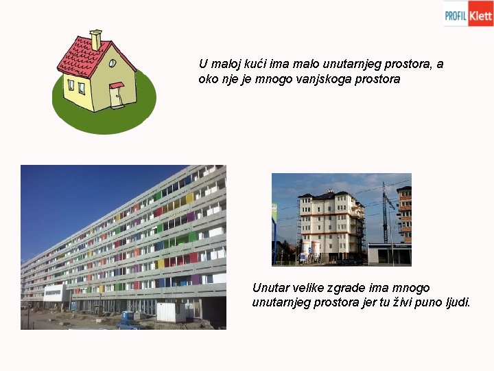 U maloj kući ima malo unutarnjeg prostora, a oko nje je mnogo vanjskoga prostora U maloj kući ima malo unutarnjeg prostora, a oko nje je mnogo vanjskoga prostora