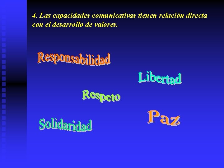 4. Las capacidades comunicativas tienen relación directa con el desarrollo de valores. 