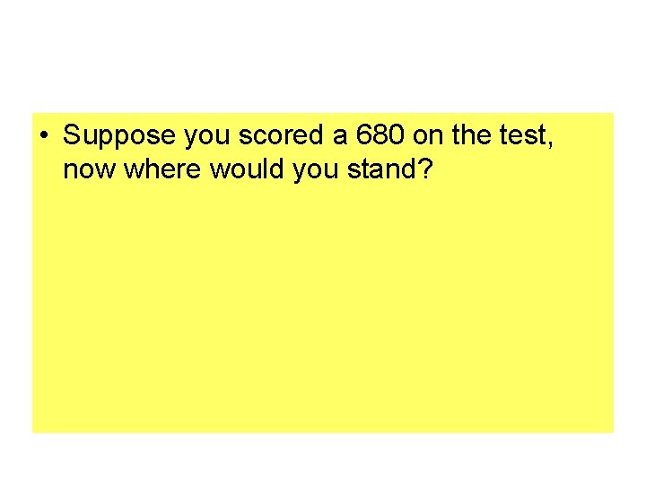  • Suppose you scored a 680 on the test, now where would you