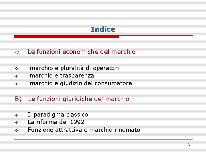 Indice A) v v v B) v v v Le funzioni economiche del marchio