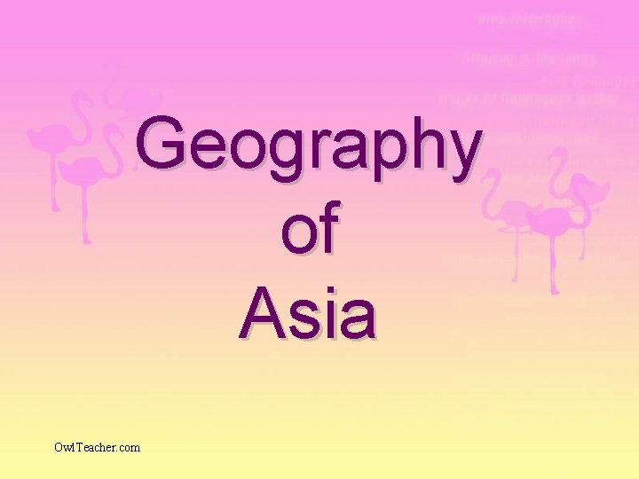 Geography of Asia Owl. Teacher. com 