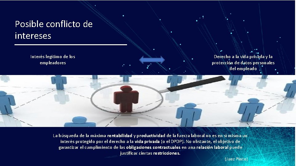 Posible conflicto de intereses Interés legítimo de los empleadores Derecho a la vida privada Posible conflicto de intereses Interés legítimo de los empleadores Derecho a la vida privada