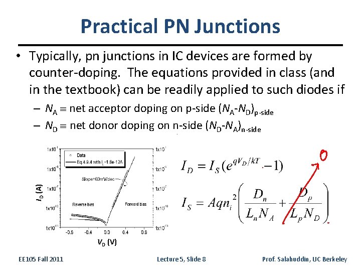 Practical PN Junctions • Typically, pn junctions in IC devices are formed by counter-doping.