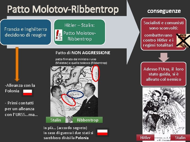 Patto Molotov-Ribbentrop Hitler – Stalin: Francia e Inghilterra decidono di reagire Patto Molotov. Ribbentrop