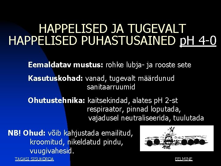 HAPPELISED JA TUGEVALT HAPPELISED PUHASTUSAINED p. H 4 -0 Eemaldatav mustus: rohke lubja- ja HAPPELISED JA TUGEVALT HAPPELISED PUHASTUSAINED p. H 4 -0 Eemaldatav mustus: rohke lubja- ja
