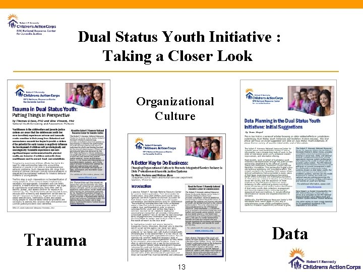 Dual Status Youth Initiative : Taking a Closer Look Organizational Culture Data Trauma 13
