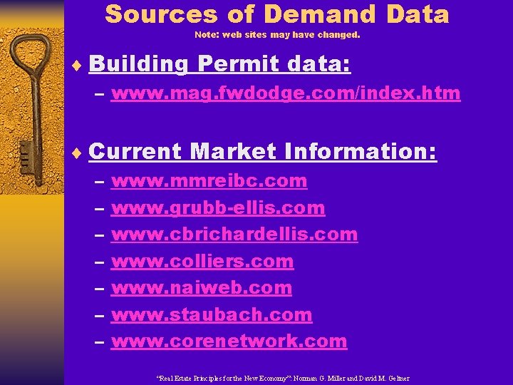 Sources of Demand Data Note: web sites may have changed. ¨ Building Permit data: